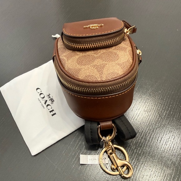 Coach Tan and Brown Mini Backpack Charm - Picture 2 of 9